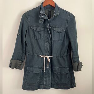 I Heart Ronson Black Denim Utility Belt Tie Jacket | Size XS